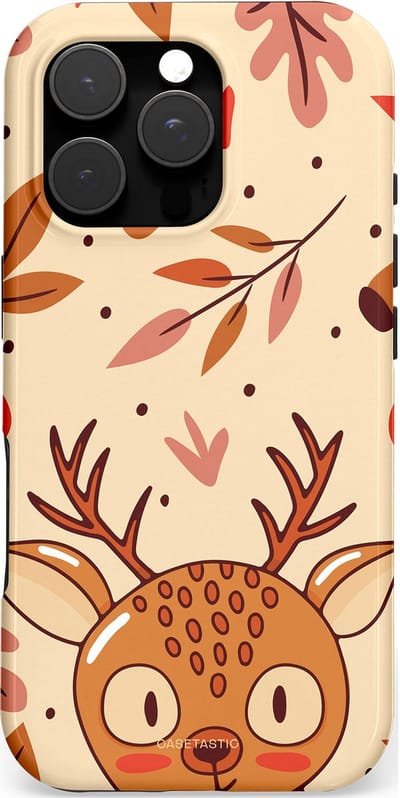 Casetastic hoesje geschikt voor Apple iPhone 16 Pro - MagSafe - Dubbellaagse bescherming - Hert in de herfst - Fashion Case - Zand Terracotta Rood