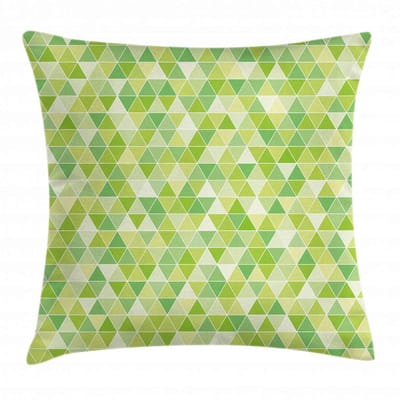 ABAKUHAUS kussenhoes – driehoeken en piramides – 40x40 cm – dubbelzijdig bedrukt – limettengroen