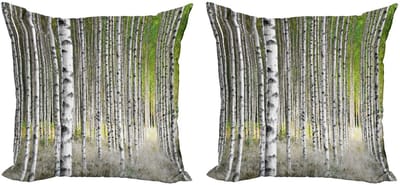 ABAKUHAUS Birke decoratiekussen – kussenhoes 2-delige set – 45x45 cm – Groen/Grijs/Zwart