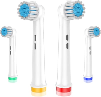 Vervangende Tandenborstelkoppen Compatibel met Oral-B Elektrische Tandenborstels, 4 Stuks, Extra Zachte Borstels voor Gevoelige Tandenplak, Ronde Kop Passend voor Braun Grepen 3756 3757 3765 3744 3709 3762 4739