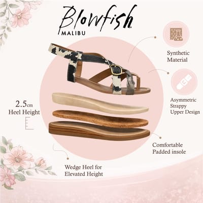 Blowfish Malibu Dames Zwarte Witte Micro Wedge bandjes Sandals - April