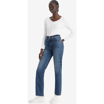 Levi's Ribcage Straight Ankle Jeans Maat: W27L27 | Straight Broeken Outlet | Dames | Blauw