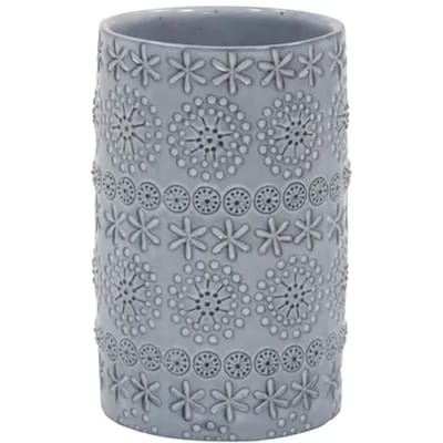 Spirella Relief Tandenborstelhouder Beker Grijs – Badkamer Accessoires Tumbler voor Tandenborstel en Tandpasta – 7 x 11,5 cm