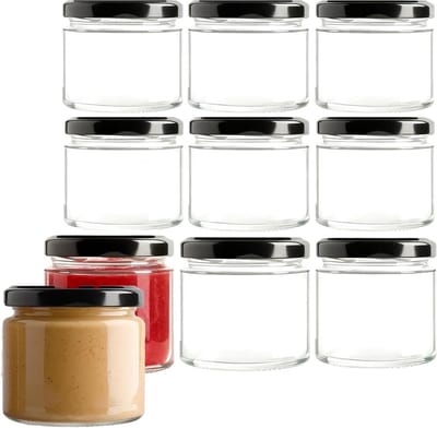 Set van 10 luchtdichte glazen potten van 150 ml met deksels voor conserveren, fermenteren en jam maken