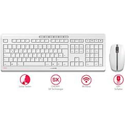 Draadloos toetsenbord met muis CHERRY STREAM DESKTOP, extra stil QWERTY-toetsenbord, muis met 6 knoppen & scrollwiel, 1000-2400 dpi, tot 10 m, USB-ontvanger, wit
