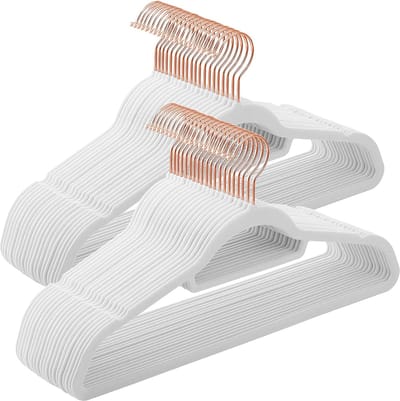 MIRA Home - Kleerhangers - Kledinghangers - Broekhangers - Hangers - 50 Stuks - Wit - 42,5x0,6x23,5cm