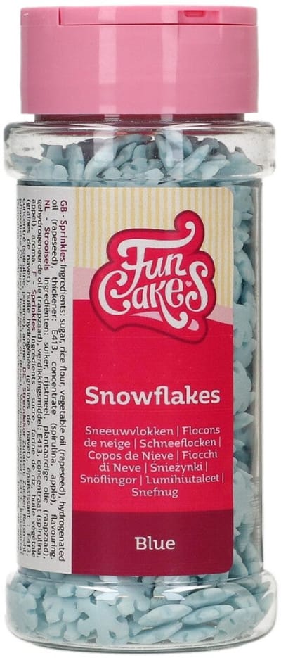 FunCakes Sprinkles Sneeuwvlokken - Blauw - 50g - Eetbare Taartdecoratie