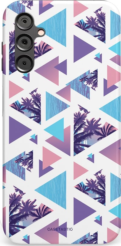 Casetastic Hoesje Geschikt voor Samsung A14 (5G/4G) - Stijlvolle Beschermende Duo-layer Case - Zomervibe geometrie