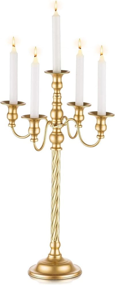 Hoge Vloer Kandelaar - Gouden Kandelaars 5 Armen 53 cm - Metalen Spiraal Kandelaars - Antieke Kaarsenhouders voor Kerst - Tafelcenterpieces Evenementen Ceremonie