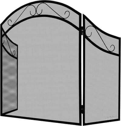 Aurixi® Openhaard scherm - Haardscherm – Vonkenscherm 3 Delig - Kachelhek - Zwart - 69cm x 84cm x 4cm