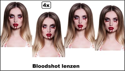 4x Set Party weeklenzen Halloween Bloodshot - Halloween Horror Griezel Creepy Festival Bloody