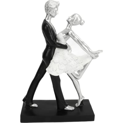 Sculpture Couple Dansant Moderne Simple Innovante Résine Faite à la Main Couple Dansant Statue Abstraite white