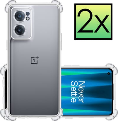 Hoesje - 2 Stuks - Geschikt voor OnePlus Nord CE 2 - Sterk & Shockproof - Siliconen Case - Back Cover - Telefoon Hoes Shock Proof - Transparant