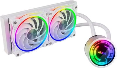 Akasa SOHO 240 Dawn Edition,Dual radiator liquid CPU cooler ARGB LED, White