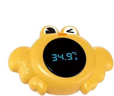Badthermometer Drijvend - Digitale Watertester - Kinderveilig Baden - Leuk Dierenontwerp - 12cm Lengte - Krab Geel