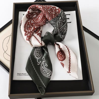 Luxe zijden sjaal, vierkante sjaal voor dames, satijnen hijab, modieuze omslagdoek, halsdoek, haarband, linthoofdband, bandana 70x70cm gray