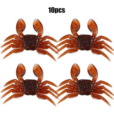 10pcs Appât Artificiel Plastique Souple Crabe Simulation 3D Appât de Pêche en Eau Douce (marron) brown