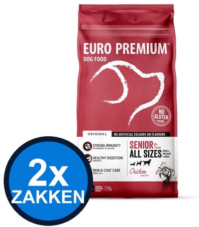2x Euro-Premium - Senior Kip & Rijst - Hondenvoer Droogvoer - 3 kg