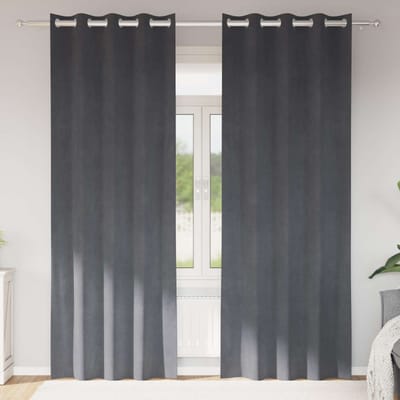 vidaXL - Blackout - Gordijnen - met - Oogjes - 2 - stuks - Super - Lichtgrijs - Fluweel