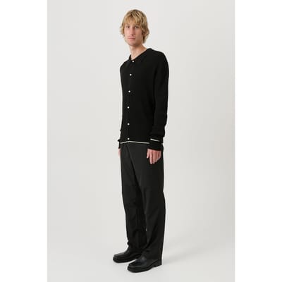 Soulland Paul Longsleeved Polo Black Multi Maat: S/M | Gebreide Truien Outlet | Unisex | Zwart