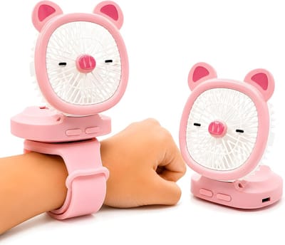 Ulisem - Polsventilator - Oplaadbaar usb - 360° draaibaar - 3 snelheden - Ingebouwde ledverlichting - Afneembaar ontwerp - Kindvriendelijk - Roze