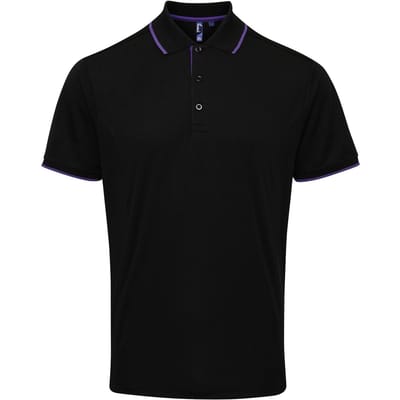 Premier Herencontrast Coolchecker Polo Shirt (Zwart/Paars)