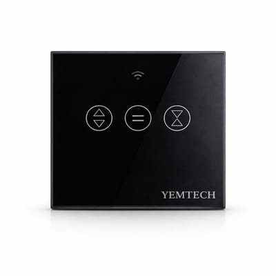 Yemtech® Rolluikschakelaar - Gordijnschakelaar – Jaloezieschakelaar WiFi – Rolluik schakelaar – Wand schakelaar - Dakraam schakelaar - Zonnescherm – 600 Watt - Touch Inbouw – Tuya Smart Life – Alexa Google – 230V 600W – Zwart Glas