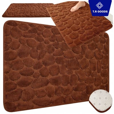 T.R Goods Badmat – Antislip & Sneldrogend – Zacht en Absorberend – 80 x 50 cm – Geschikt voor Douche en Badkamer - Bruin