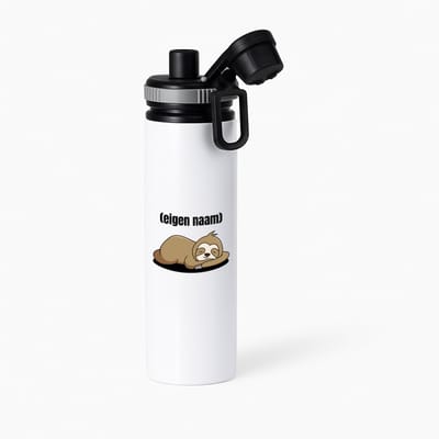 Hacebo® - luiaard met eigen naam waterfles met draaidop grijs - Luiaard - luiaard liefhebbers - iemand die houdt van luiaards - verjaardag - cadeau - kado - water fles - 850ML