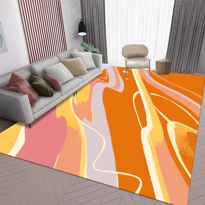 Oranje Grote Vloerkleden voor Woonkamer Scandinavische Abstracte Stijl Decoratie Slaapkamer Kleed Antislip Wasbaar Lounge Sofa Zijmat 60*90cm