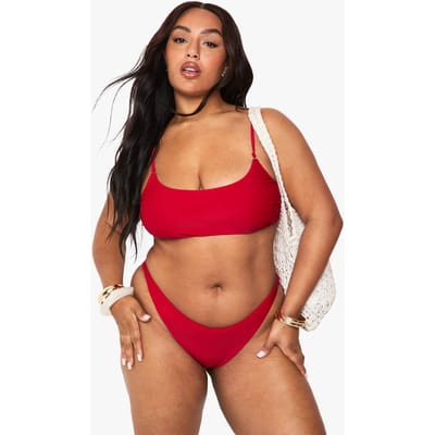 boohoo Dames Plus Zwemkleding Essentials V-front slip | Red | Maat: 22