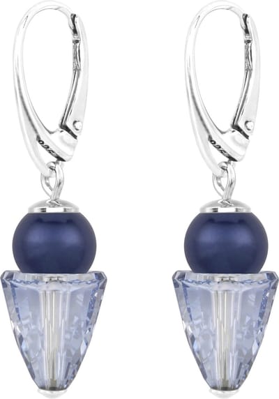 ARLIZI 1461 Oorbellen Swarovski parel kristal blauw - sterling zilver - 4 cm