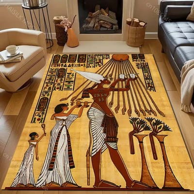 Oud-Egyptische Muurschilderingen Print Tapijt voor Woonkamer Slaapkamer Bank Deurmat Decor Bank Vloerkleed Antislip Vloermat voor Cadeaus 40x60cm (16x24in)