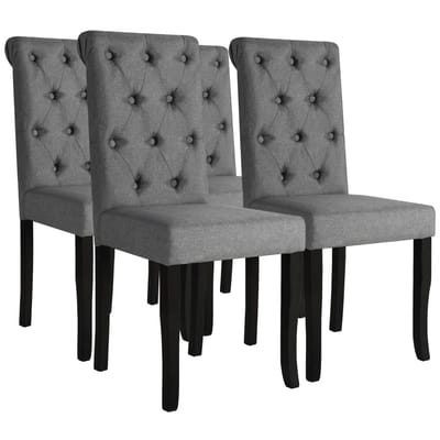 vidaXL - Eetkamerstoelen - 4 - st - stof - donkergrijs
