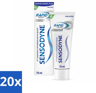 20 x Sensodyne - Tandpasta - Rapid Relief Whitening - Snelle Gevoeligheidsverlichting - 75 ml - Gevoelige Tanden - Snelle Verlichting - Tandpasta - Witte Tanden - Gevoeligheid Verlichting
