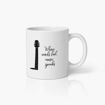 Where Words Fail Music Speaks Mok 330ml – Inspirerende Koffiebeker Cadeau voor Muzikanten & Muziekliefhebbers