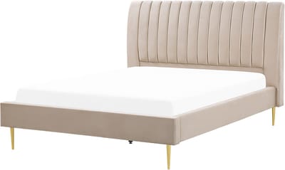 MARVILLE - Tweepersoonsbed - Zandbeige - 180 x 200 cm - Fluweel