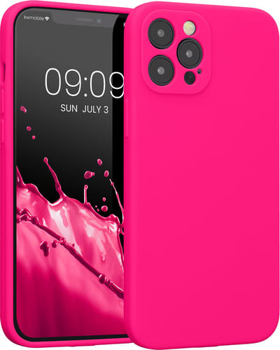 kwmobile telefoonhoesje geschikt voor Apple iPhone 12 Pro Max - TPU backcover met siliconen coating - Smartphone case in neon roze