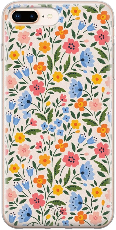 Hoesje geschikt voor iPhone 8 Plus - Romantische bloemen - Soft Case - TPU - Bloemen - Multi - Mooie Telefoonhoesjes