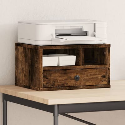 vidaXL - Printerkastje - 40x32x22,5 - cm - bewerkt - hout - gerookt - eikenkleurig