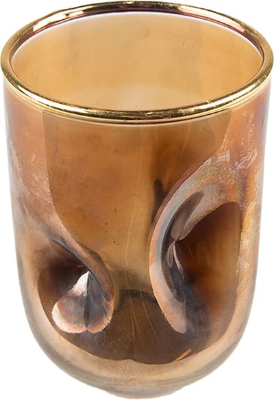 Clayre & Eef Theelichthouder Ø 7x10 cm Goudkleurig Glas