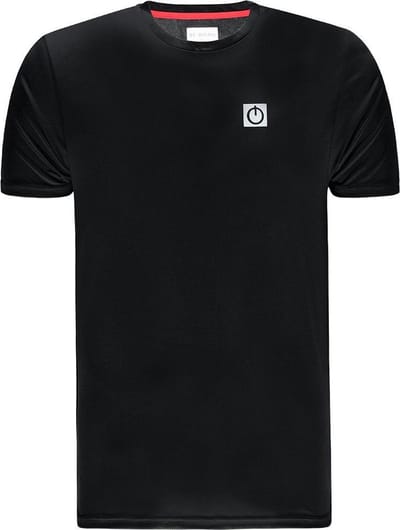 Re-Born - Sportkleding - Sport shirt - Shirt met korte mouw - Sport shirt ronde hals - Fitness shirt - Tennis shirt - Licht materiaal - Mesh top - Heren - Zwart - Maat S