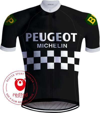 Retro Wielershirt Peugeot Zwart/Wit - REDTED - L
