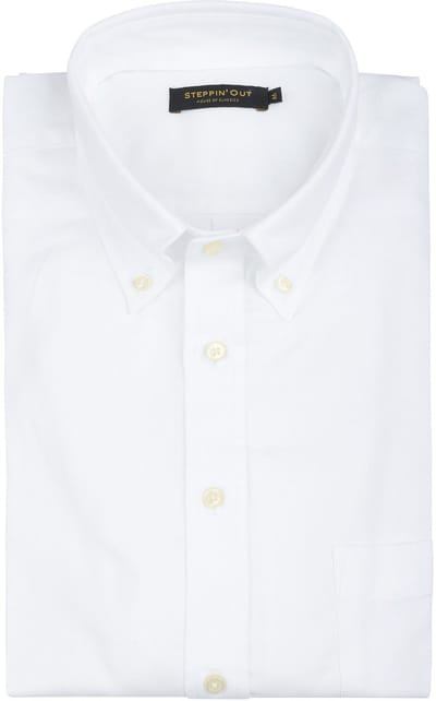 Steppin' Out Overhemd Twill Wit - Maat M - Heren - Casual Shirt