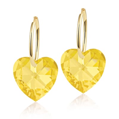 Montebello Oorbellen Alicia HG52 - Swarovski Hart - 925 Zilver Verguld - Ø14mm - 24mm