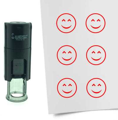 CombiCraft Stempel Smiley Content 10mm rond - Rode inkt
