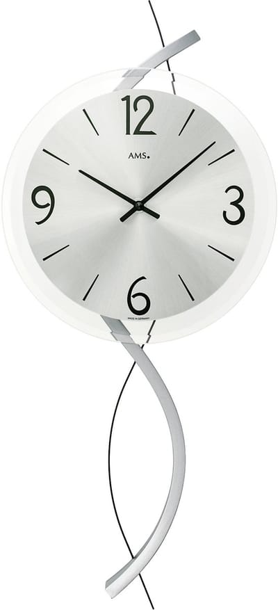 AMS Wandklok W9718: Tijdloze elegantie voor uw huis - Klok / zilverkleur / met glazen wijzerplaat
