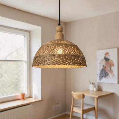 Bamyum Yimpi Hanglamp Industrieel Textiel Ø30 cm, Vintage Hanglamp, E27 Pendellamp