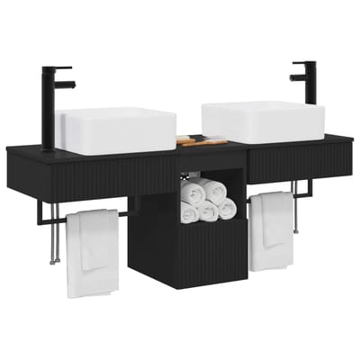 vidaXL - Badkamerkast - set - 3 - st - Zwart - 136 - x - 35 - x - 80 - cm - Bewerkt - hout