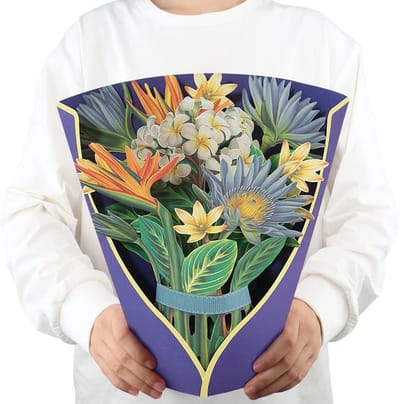 Pop-up bloemenboeket wenskaart 30 cm handgemaakt cadeau - lerarendag afstudeerfeest verjaardagscadeau